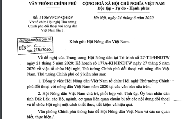Hội nghị Thủ tướng đối thoại với nông dân  năm 2020 sẽ tổ chức tại Đắk Lắk