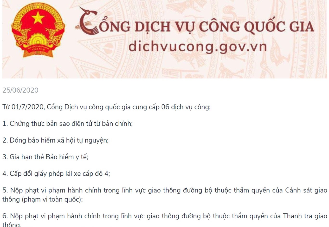 Triển khai chứng thực bản sao điện tử trên Cổng Dịch vụ công Quốc gia từ 01/7/2020