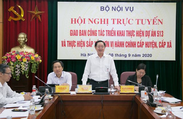 Bộ Nội vụ đánh giá kết quả triển khai thực hiện Dự án 513 và thực hiện sắp xếp đơn vị hành chính cấp huyện, cấp xã