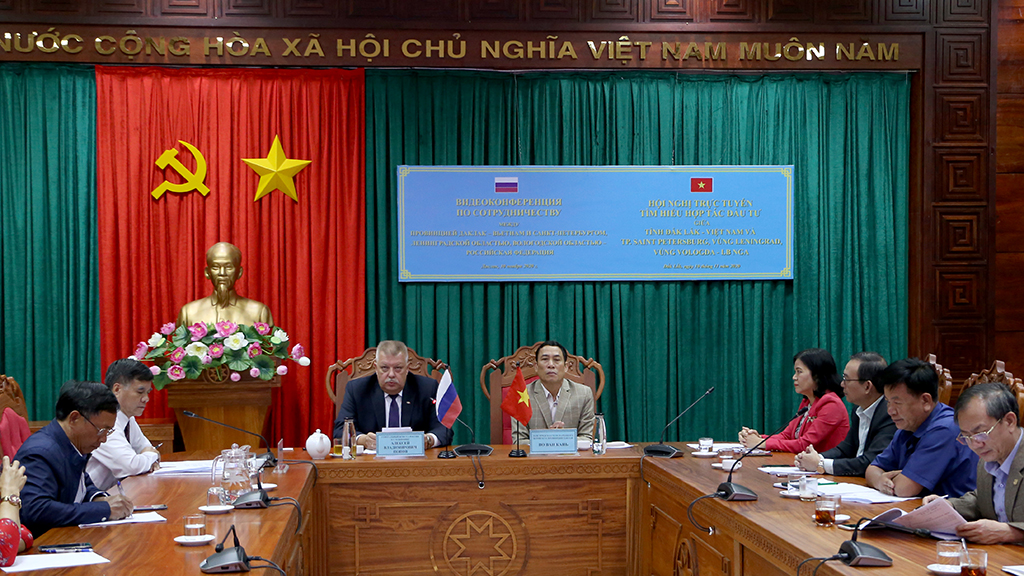 Dak Lak holds visual meeting to implement investment cooperation with provinces, cities of Russian Federation