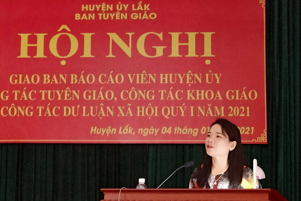 Huyện Lắk: Giao ban báo cáo viên Huyện ủy, công tác tuyên giáo, công tác khoa giáo và công tác dư luận xã hội quý I năm 2021