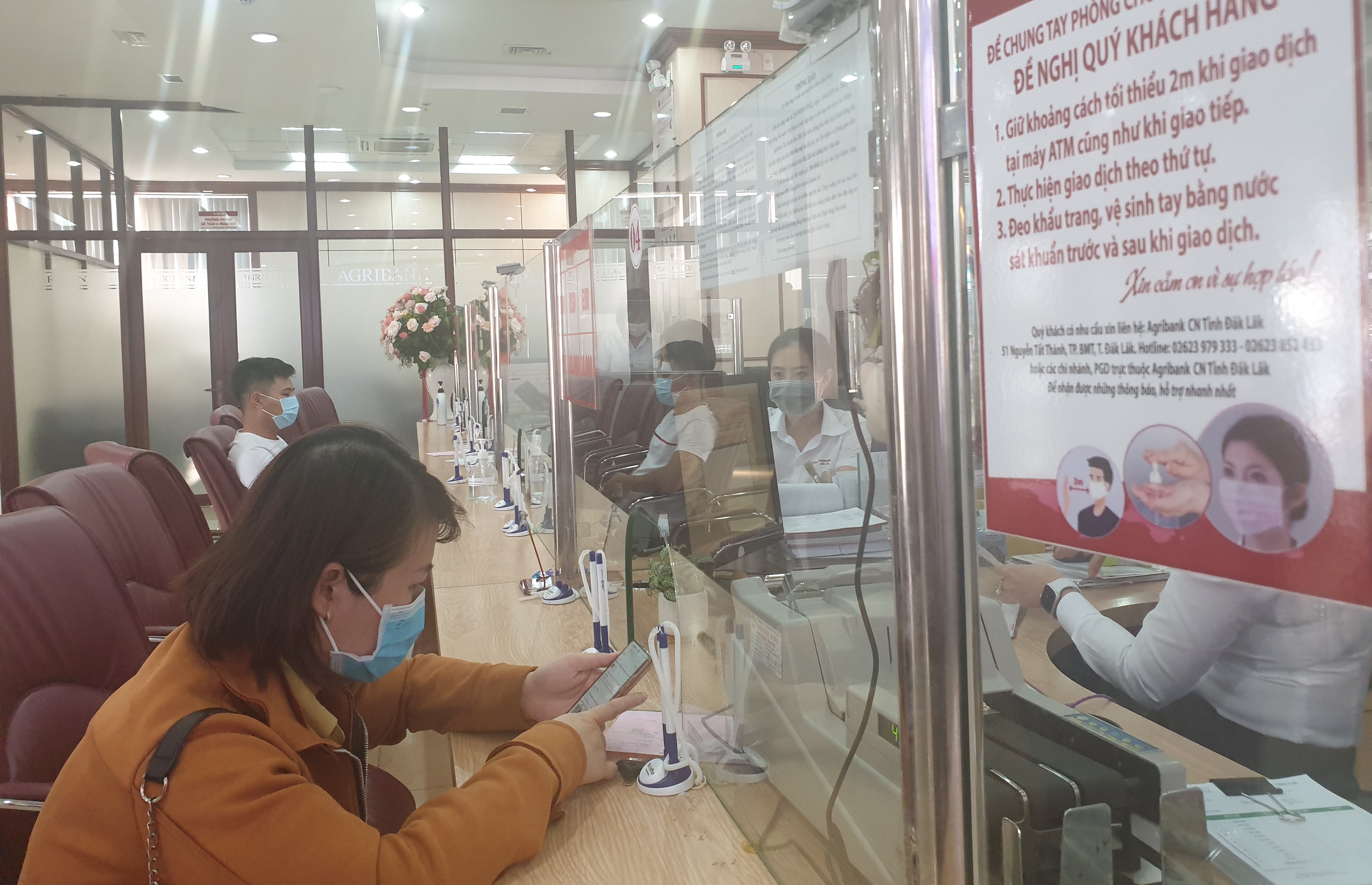 Agribank Đắk Lắk: Tăng cường thực hiện các biện pháp phòng, chống COVID-19