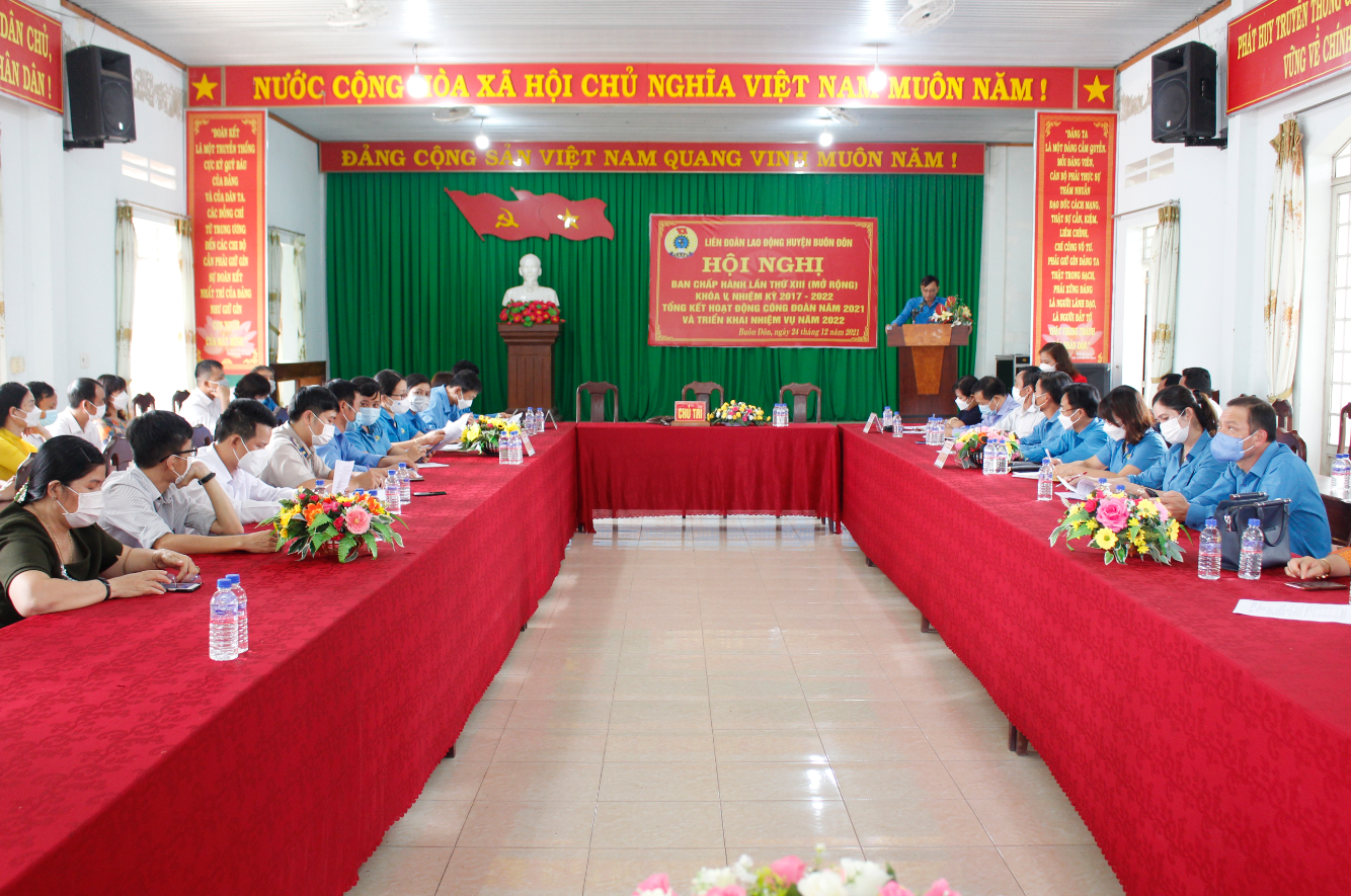 Liên đoàn Lao động huyện Buôn Đôn tổng kết hoạt động công đoàn năm 2021