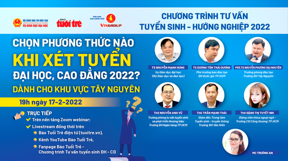 Tối nay 17-2, đại diện Bộ Giáo dục và đào tạo tư vấn chọn phương thức xét tuyển đại học