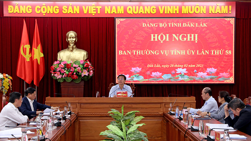 Hội nghị Ban Thường vụ Tỉnh ủy lần thứ 58