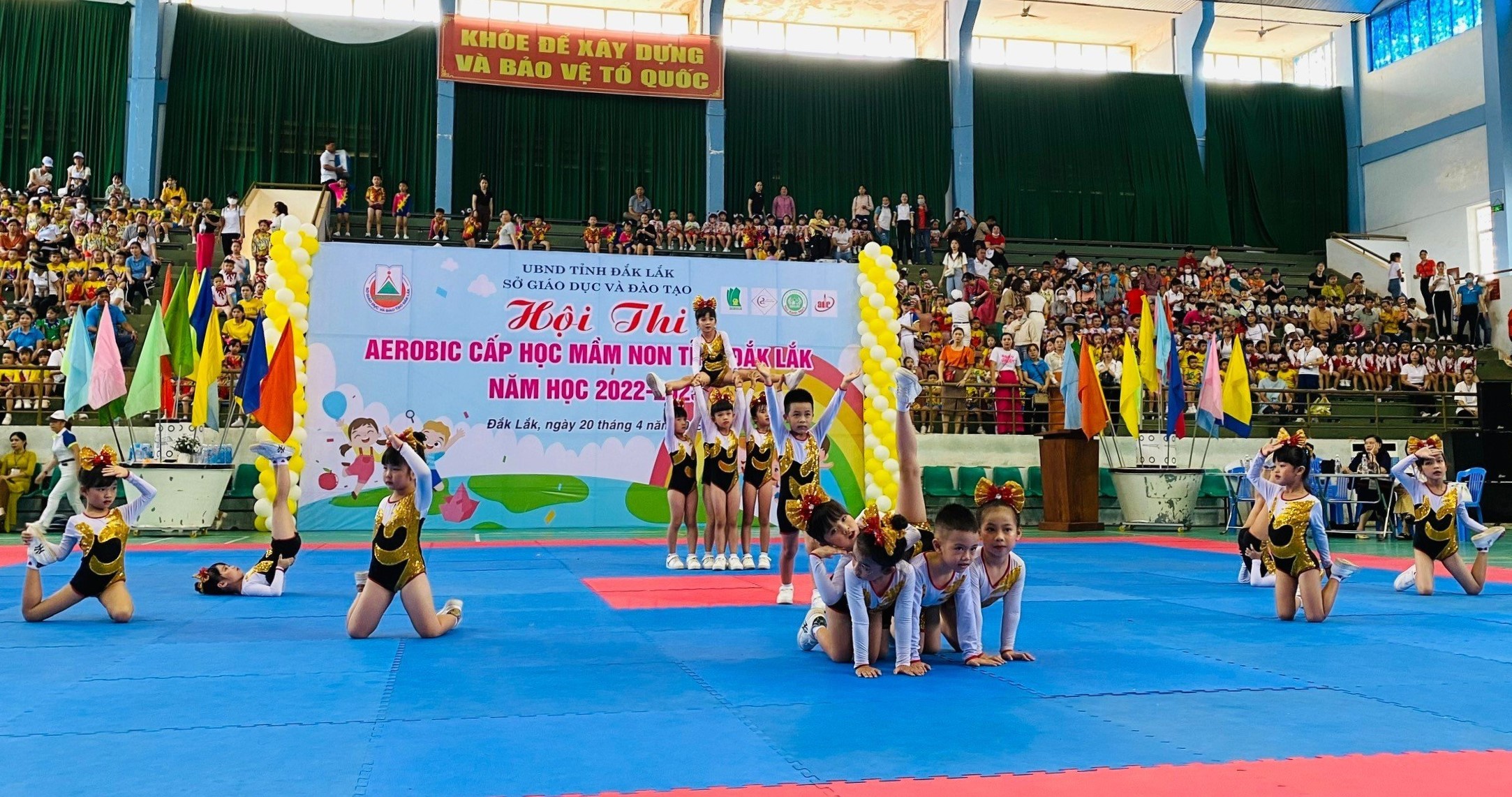 Hơn 750 trẻ mẫu giáo tham dự Hội thi Aerobic cấp học mầm non tỉnh Đắk Lắk năm học 2022-2023