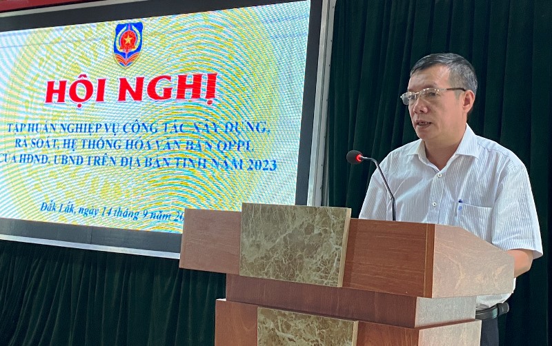 Tập huấn nghiệp vụ xây dựng, rà soát, hệ thống hoá văn bản quy phạm pháp luật năm 2023