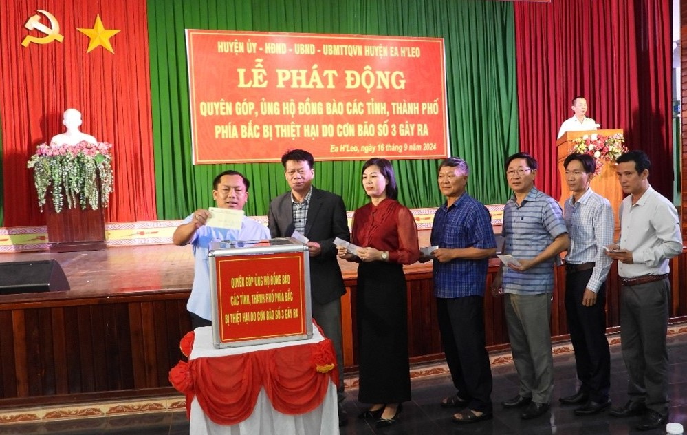 Huyện Ea H’Leo phát động ủng hộ đồng bào các tỉnh, thành phố phía Bắc bị thiệt hại do bão số 3
