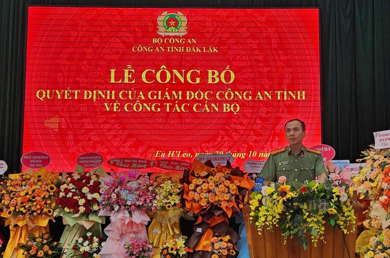 Công bố Quyết định điều động Phó trưởng Công an huyện Ea H'Leo