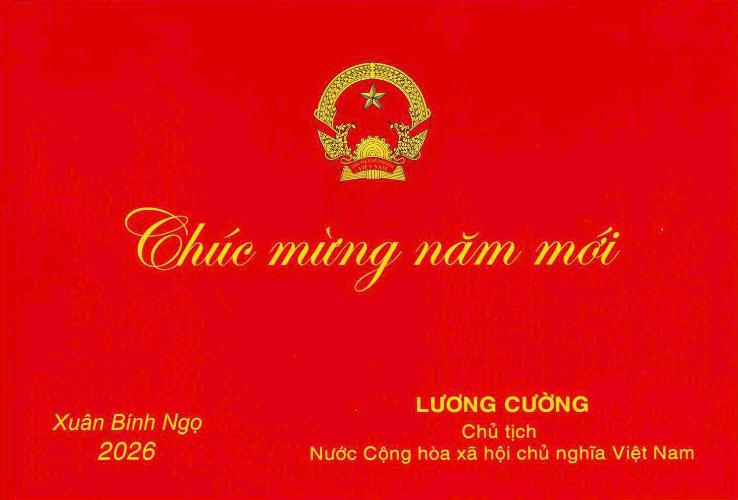 Chủ tịch nước gửi thiếp chúc mừng năm mới 2026