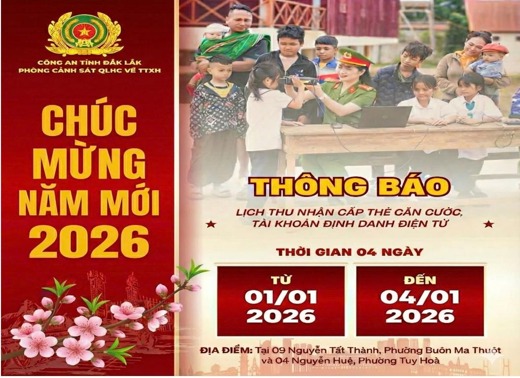 Công an tỉnh Đắk Lắk tổ chức thu nhận hồ sơ cấp căn cước, tài khoản định danh điện tử 