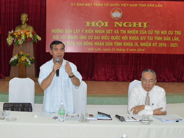 Hội nghị hướng dẫn lấy ý kiến nhận xét và tín nhiệm tại nơi cư trú đối với người ứng cử Đại biểu Quốc hội và Đại biểu HĐND tỉnh.