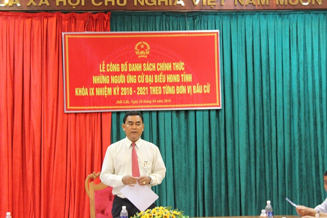 Có 141 người chính thức ứng cử đại biểu HĐND tỉnh khóa IX, nhiệm kỳ 2016-2021