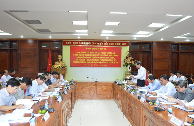 Đoàn giám sát của Ủy ban Thường vụ Quốc hội làm việc với UBND tỉnh