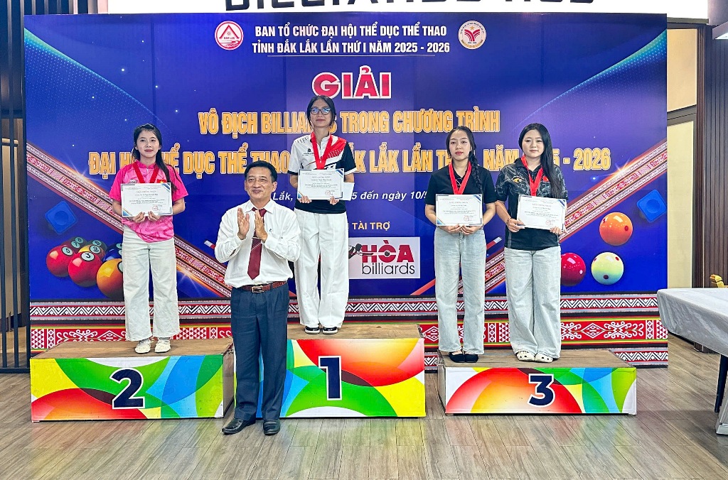 Bế mạc Giải vô địch Billiards trong chương trình Đại hội TDTT tỉnh Đắk Lắk