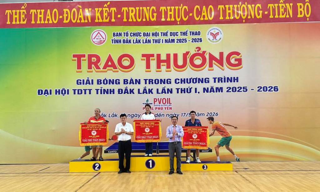 Bế mạc Giải bóng bàn Đại hội Thể dục thể thao tỉnh Đắk Lắk lần thứ I năm 2025 - 2026