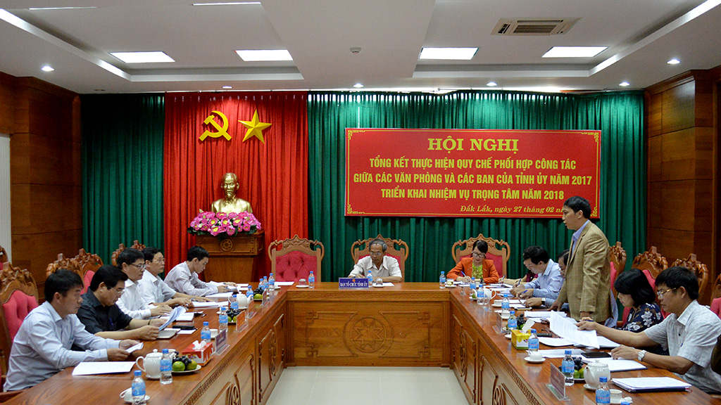 Triển khai Quy chế phối hợp giữa các Văn phòng và Ban của Tỉnh ủy năm 2018