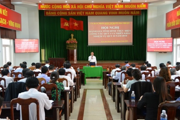 UBND thành phố Buôn Ma Thuột tổ chức Hội nghị đánh giá tình hình thực hiện công tác Quý I và triển khai nhiệm vụ trọng tâm Quý II/2018