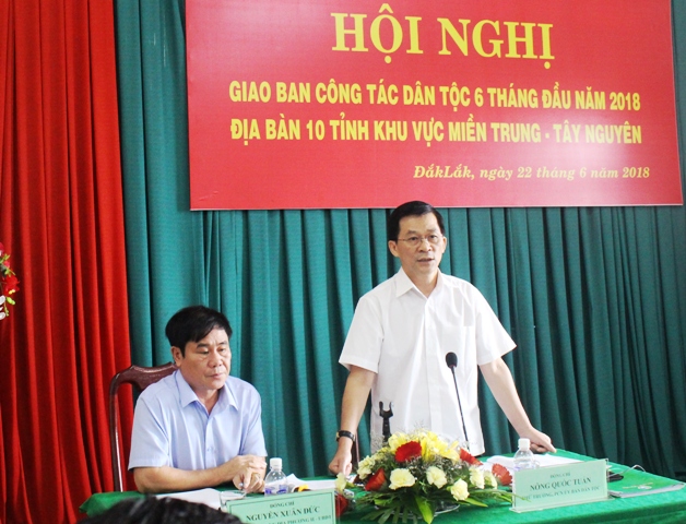 Giao ban công tác dân tộc 10 tỉnh khu vực Miền Trung – Tây Nguyên 6 tháng đầu năm 2018