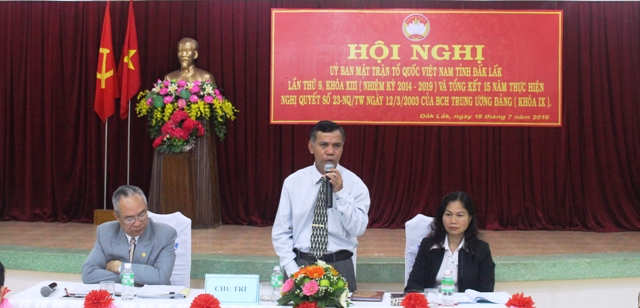 Hội nghị Ủy ban Mặt trận Tổ quốc Việt Nam tỉnh lần thứ 9, khóa XIII, nhiệm kỳ 2014-2019