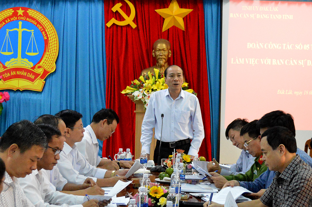 Thường trực Tỉnh ủy làm việc với Ban cán sự Đảng Tòa án Nhân dân tỉnh