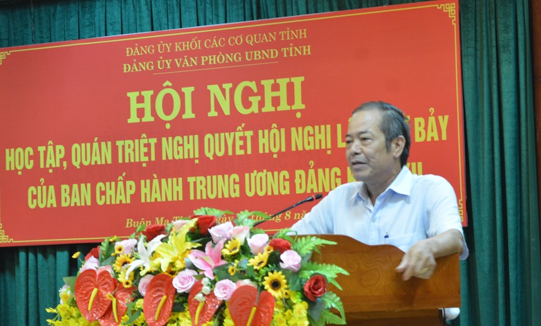 Đảng ủy Văn phòng UBND tỉnh tổ chức Hội nghị học tập, quán triệt Nghị quyết Hội nghị lần thứ 7 của Ban Chấp hành Trung ương Đảng khóa XII