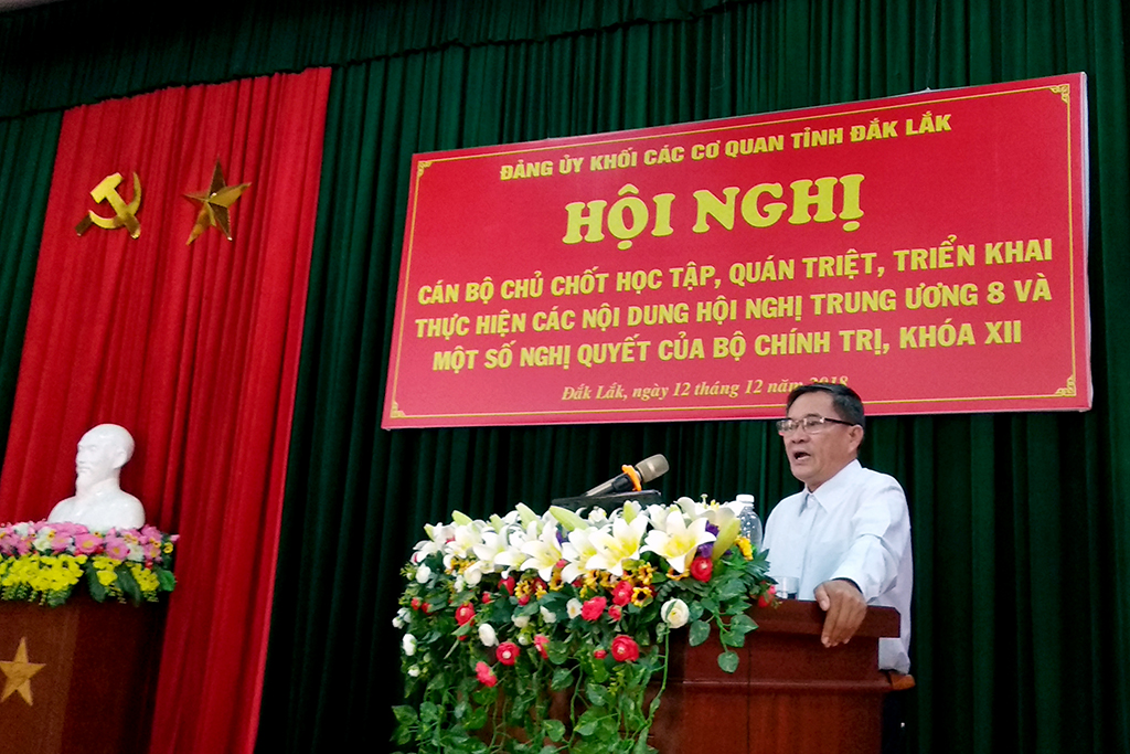 Đảng ủy khối các cơ quan tỉnh quán triệt, triển khai các nội dung Hội nghị Trung ương 8