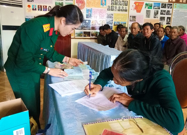 Ban Chỉ huy Quân sự huyện Lắk chi trả chế độ trợ cấp 1 lần theo các Quyết định của Thủ tướng Chính phủ