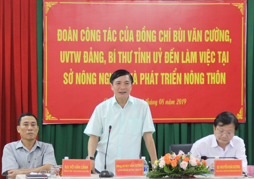 Thường trực Tỉnh ủy làm việc với Sở Nông nghiệp và Phát triển nông thôn