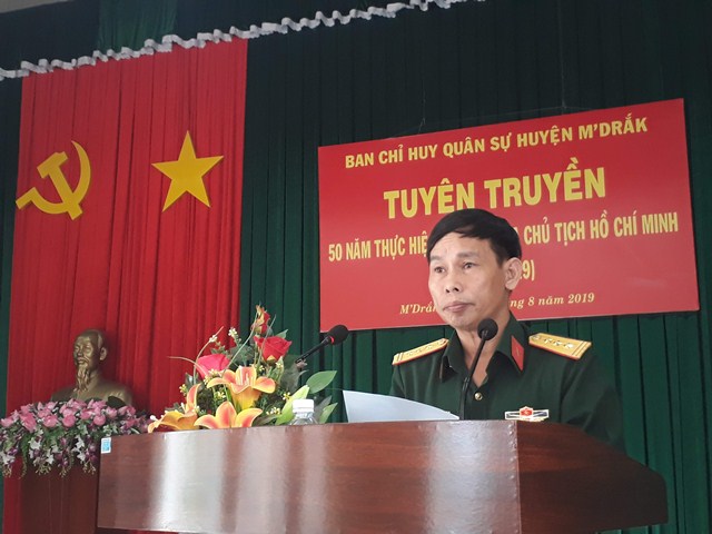 Ban Chỉ huy Quân sự huyện M’Đrắk tuyên truyền 50 năm thực hiện Di chúc của Chủ tịch Hồ Chí Minh (1969 - 2019)