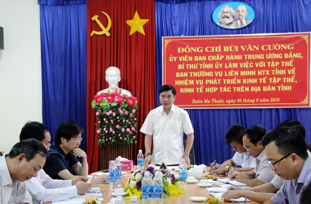 Đoàn công tác của Tỉnh ủy làm việc với Liên minh Hợp tác xã tỉnh Đắk Lắk