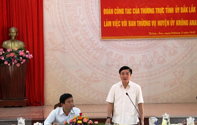 Đoàn công tác của Thường trực Tỉnh ủy làm việc với Huyện ủy Krông Ana
