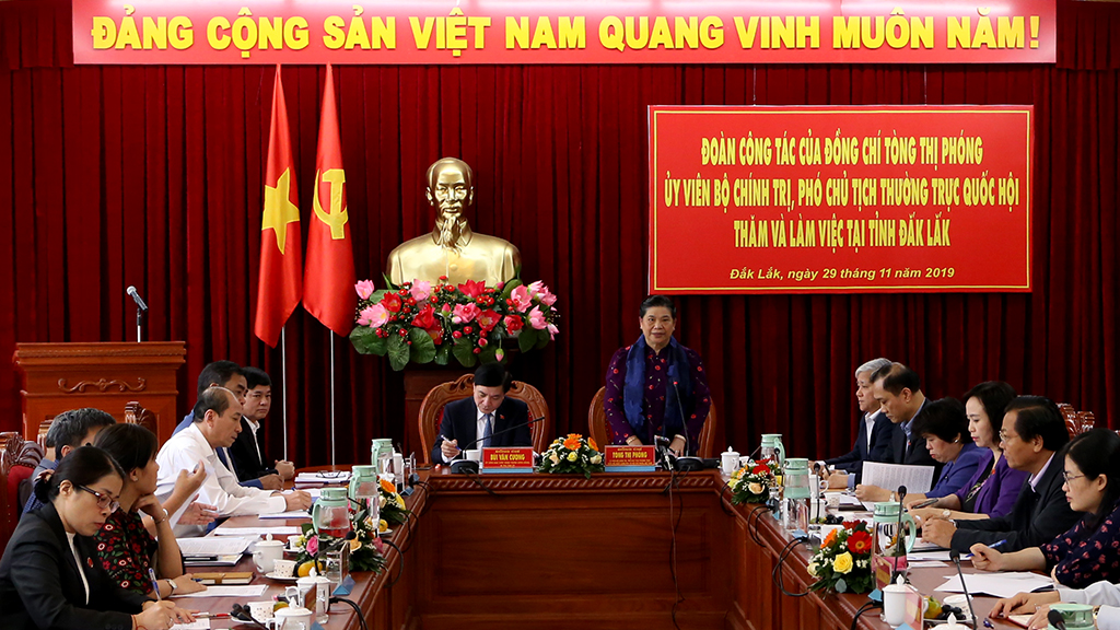 Phó Chủ tịch Thường trực Quốc hội Tòng Thị Phóng làm việc với Tỉnh ủy Đắk Lắk