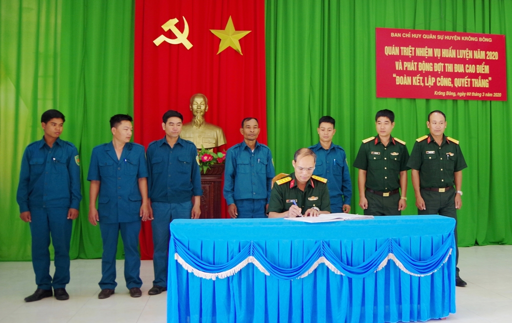 Ban Chỉ huy Quân sự huyện Krông Bông phát động thi đua “Đoàn kết, Lập công, Quyết thắng”