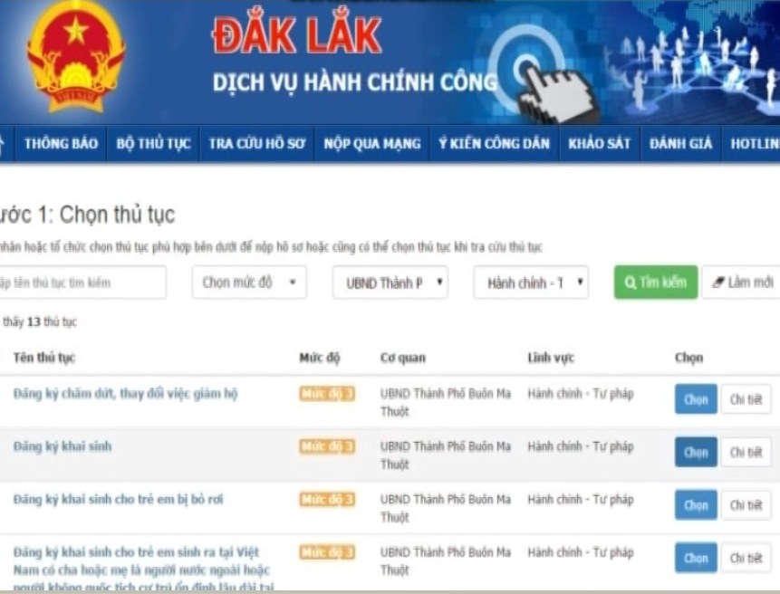 65 dịch vụ công tích hợp, cung cấp trên Cổng dịch vụ công Quốc gia năm 2020