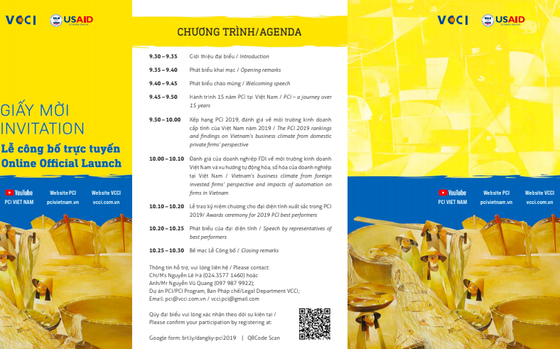 Công bố trực tuyến Chỉ số Năng lực cạnh tranh cấp tỉnh PCI 2019 vào ngày 5/5