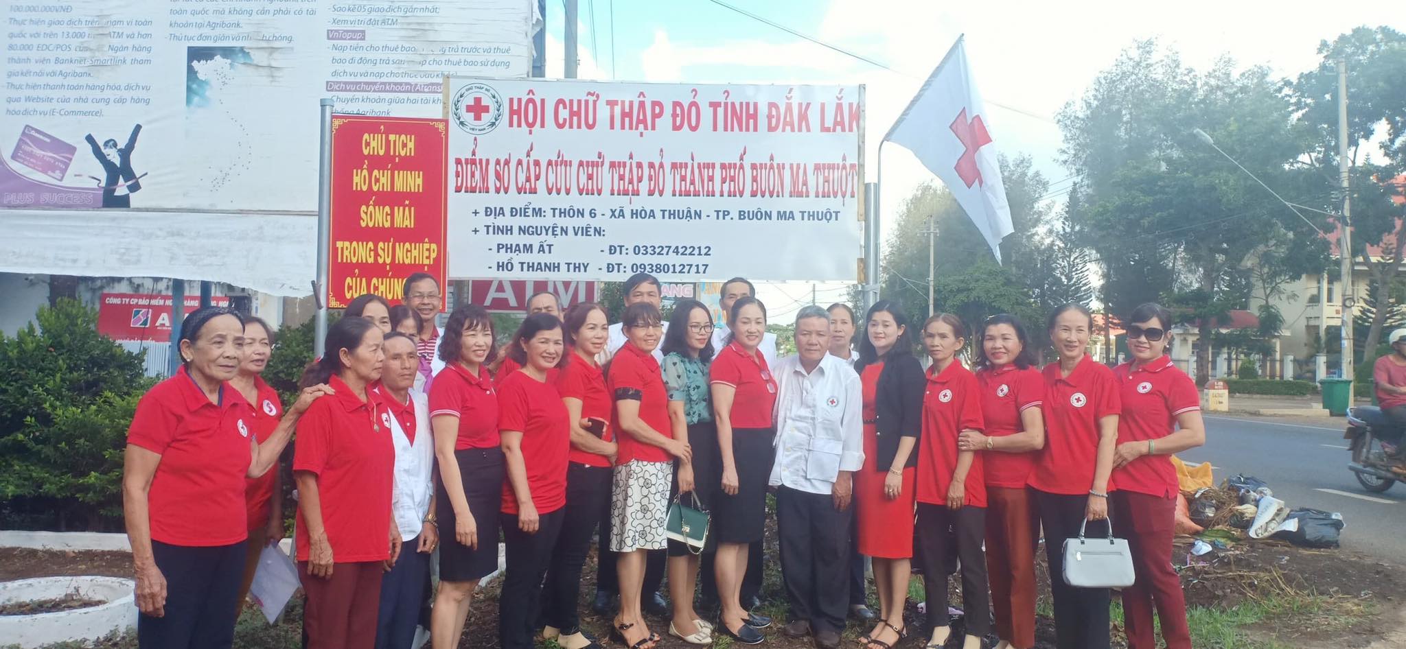 Ra mắt Điểm sơ cấp cứu Chữ thập đỏ tại Km 12, quốc lộ 14, xã Hoà Thuận