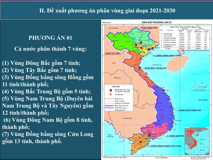 Đề xuất 2 phương án phân vùng giai đoạn 2021-2030